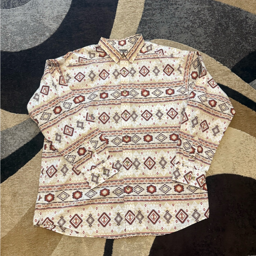 Ariat Cream and Red Patterned Shirt